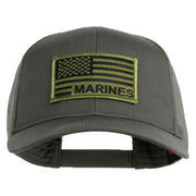 USA Green Flag Marines Patched Solid Cotton Twill Mesh Prostyle Cap - Grey OSFM