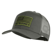 USA Green Flag Marines Patched Solid Cotton Twill Mesh Prostyle Cap - Grey OSFM
