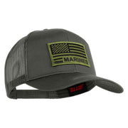USA Green Flag Marines Patched Solid Cotton Twill Mesh Prostyle Cap - Grey OSFM