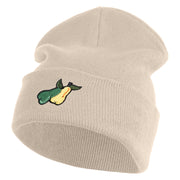 Pears Fruit Iron on Embroidered Patched 12 Inch Long Knitted Beanie - Birch OSFM