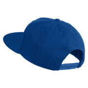 Old English V Faux Leather Patched Cotton Flat Bill Snap Cap - Royal OSFM