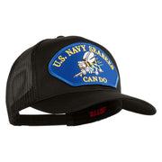 U.S. Seabees Can Do Blue Patched Solid Cotton Twill Mesh Prostyle Cap - Charcoal OSFM
