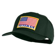 USA Flag Veteran Gold Edge Patched Solid Cotton Twill 5 Panel Prostyle Snap Cap - Dark Green OSFM