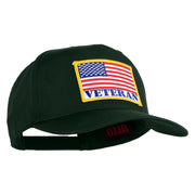 USA Flag Veteran Gold Edge Patched Solid Cotton Twill 5 Panel Prostyle Snap Cap - Dark Green OSFM
