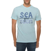 Sea You Soon Graphic Design Ring Spun Combed Cotton Short Sleeve Deluxe Jersey T-Shirt - Blue-Mist XS