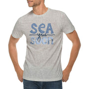 Sea You Soon Graphic Design Ring Spun Combed Cotton Short Sleeve Deluxe Jersey T-Shirt - Heather-Grey XS