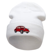 Classic Vehicle Embroidered 12 Inch Long Knitted Beanie - White OSFM