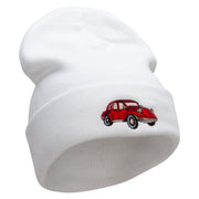 Classic Vehicle Embroidered 12 Inch Long Knitted Beanie - White OSFM