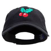 Merry Christmas Mistletoe Logo Embroidered Low Profile Dyed Cotton Twill Cap - Black OSFM