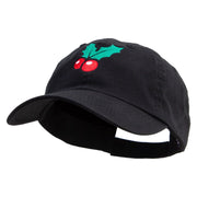 Merry Christmas Mistletoe Logo Embroidered Low Profile Dyed Cotton Twill Cap - Black OSFM