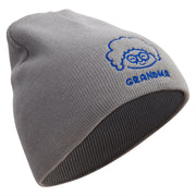 Best Grandma Embroidered 8 inch Acrylic Short Blank Beanie - Grey OSFM