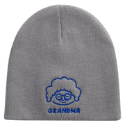 Best Grandma Embroidered 8 inch Acrylic Short Blank Beanie - Grey OSFM