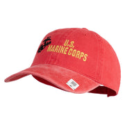 US Marine Corps Design Embroidered Washed Solid Pigment Dyed Cotton Twill Brass Buckle Cap - Red OSFM