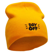 Day OFF Embroidered 8 inch Acrylic Short Blank Beanie - Gold OSFM