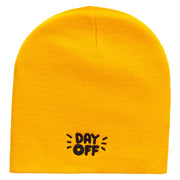 Day OFF Embroidered 8 inch Acrylic Short Blank Beanie - Gold OSFM