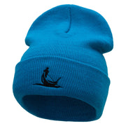 Gondola Ride Embroidered 12 Inch Long Knitted Beanie - Aqua OSFM