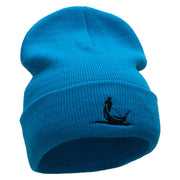 Gondola Ride Embroidered 12 Inch Long Knitted Beanie - Aqua OSFM