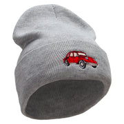 Classic Vehicle Embroidered 12 Inch Long Knitted Beanie - Heather-Grey OSFM