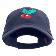 Merry Christmas Mistletoe Logo Embroidered Low Profile Dyed Cotton Twill Cap - Navy OSFM