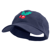 Merry Christmas Mistletoe Logo Embroidered Low Profile Dyed Cotton Twill Cap - Navy OSFM