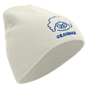 Best Grandma Embroidered 8 inch Acrylic Short Blank Beanie - White OSFM