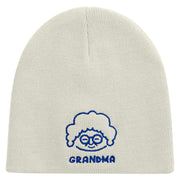 Best Grandma Embroidered 8 inch Acrylic Short Blank Beanie - White OSFM