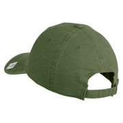 US Marine Corps Design Embroidered Washed Solid Pigment Dyed Cotton Twill Brass Buckle Cap - Olive OSFM
