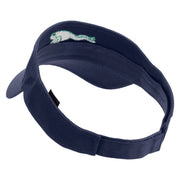 Green Frog Embroidered Cotton Twill Sun Visor - Navy OSFM