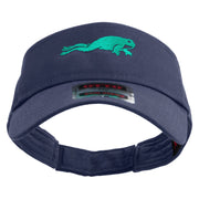 Green Frog Embroidered Cotton Twill Sun Visor - Navy OSFM