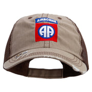 Licensed 82nd Airborne Military Embroidered Low Profile Special Cotton Mesh Cap - Khaki-Brown OSFM