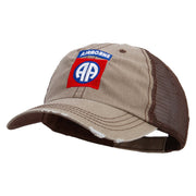 Licensed 82nd Airborne Military Embroidered Low Profile Special Cotton Mesh Cap - Khaki-Brown OSFM