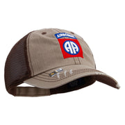 Licensed 82nd Airborne Military Embroidered Low Profile Special Cotton Mesh Cap - Khaki-Brown OSFM