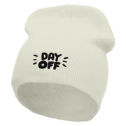 Day OFF Embroidered 8 inch Acrylic Short Blank Beanie - White OSFM