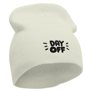 Day OFF Embroidered 8 inch Acrylic Short Blank Beanie - White OSFM