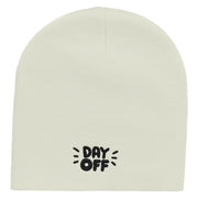 Day OFF Embroidered 8 inch Acrylic Short Blank Beanie - White OSFM