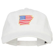 USA Flag Arkansas Map Embroidered Washed Buckle Cap