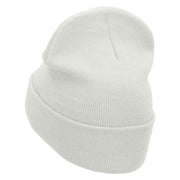 Gondola Ride Embroidered 12 Inch Long Knitted Beanie - White OSFM