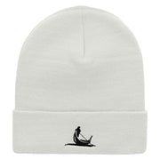 Gondola Ride Embroidered 12 Inch Long Knitted Beanie - White OSFM