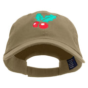 Merry Christmas Mistletoe Logo Embroidered Low Profile Dyed Cotton Twill Cap - Khaki OSFM