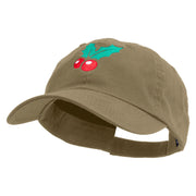 Merry Christmas Mistletoe Logo Embroidered Low Profile Dyed Cotton Twill Cap - Khaki OSFM