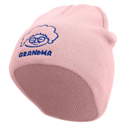 Best Grandma Embroidered 8 inch Acrylic Short Blank Beanie - Pink OSFM