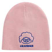 Best Grandma Embroidered 8 inch Acrylic Short Blank Beanie - Pink OSFM