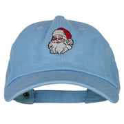 Santa Claus Head Embroidered Unstructured Washed Cap