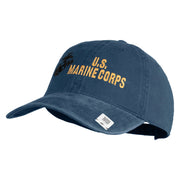 US Marine Corps Design Embroidered Washed Solid Pigment Dyed Cotton Twill Brass Buckle Cap - Navy OSFM
