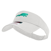 Green Frog Embroidered Cotton Twill Sun Visor - White OSFM