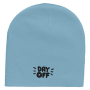 Day OFF Embroidered 8 inch Acrylic Short Blank Beanie - Lt-Blue OSFM