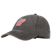 USA Flag Arkansas Map Embroidered Washed Buckle Cap