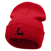 Gondola Ride Embroidered 12 Inch Long Knitted Beanie - Red OSFM