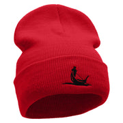 Gondola Ride Embroidered 12 Inch Long Knitted Beanie - Red OSFM