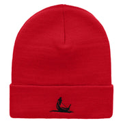 Gondola Ride Embroidered 12 Inch Long Knitted Beanie - Red OSFM